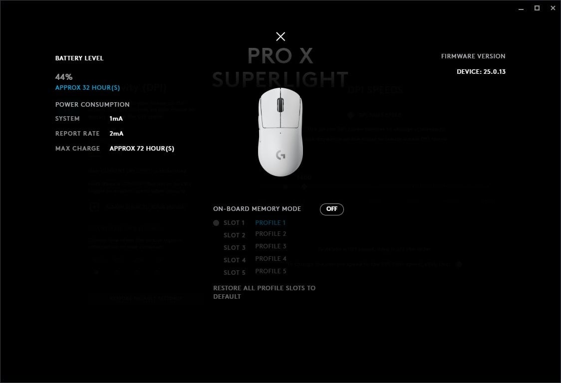Logitech G Pro X Superlight Wireless Ghub settings