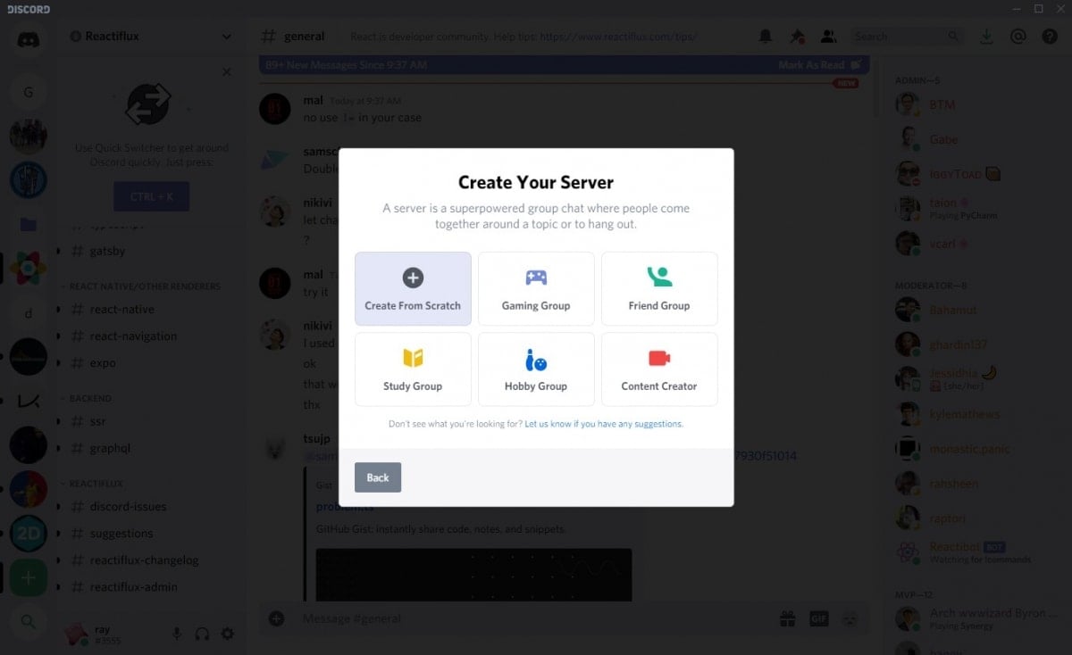 discord create server