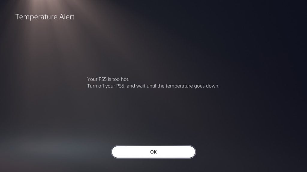 PS5 Overheating Message
