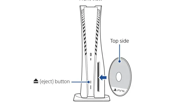 Diagram showing how to insert disc into PS5