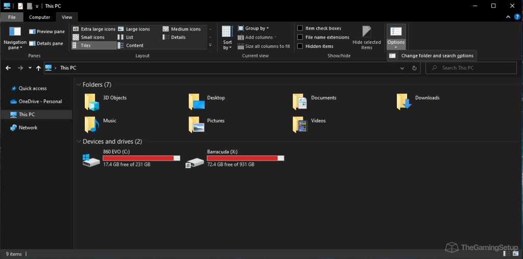 Screenshot of windows explorer
