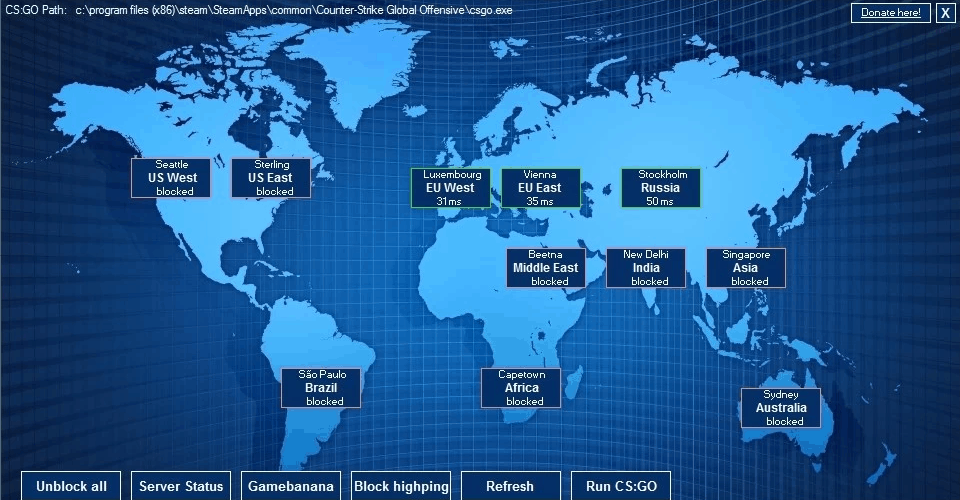 Карта загруженности серверов стим