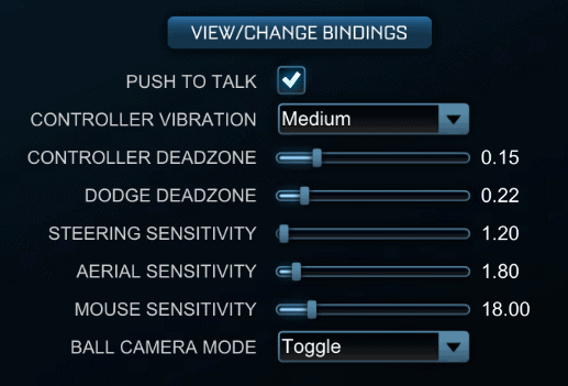 rocket league right joystick sensitivity